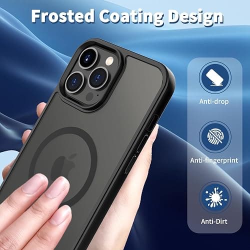 CACOE Magnetic Case for iPhone 13 Pro Max 6.7 inch-Compatible with MagSafe & Magnetic Car Phone Mount,Anti-Fingerprint TPU Thin Phone Cases Cover Protective Shockproof(Black) thumbnail 5