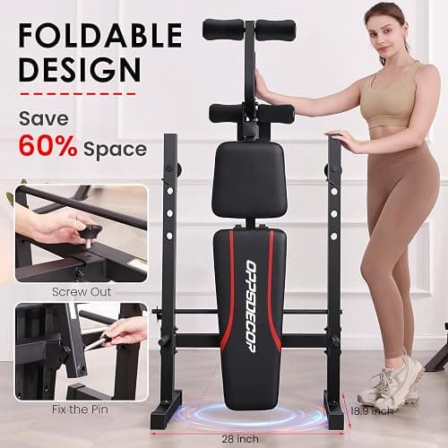 OPPSDECOR Weight Bench Set, Multi-Function Adjustable Bench Press with Squat Rack Leg Extension & Leg Curl Workout Bench Foldable Workout Bench Flat/Incline/Decline Upgrade Weight Benches for Home Gym thumbnail 5