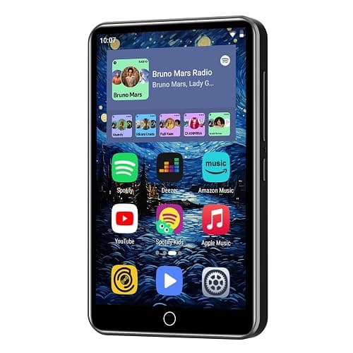 80GB MP3 Player with Bluetooth and WiFi, ZAQE 4" HD Full Touch Screen MP3 Player with Spotify, Amazon Music,YouTube,Pandora,Libby,Android MP4 Music Player for Kids (Black) - Image 1