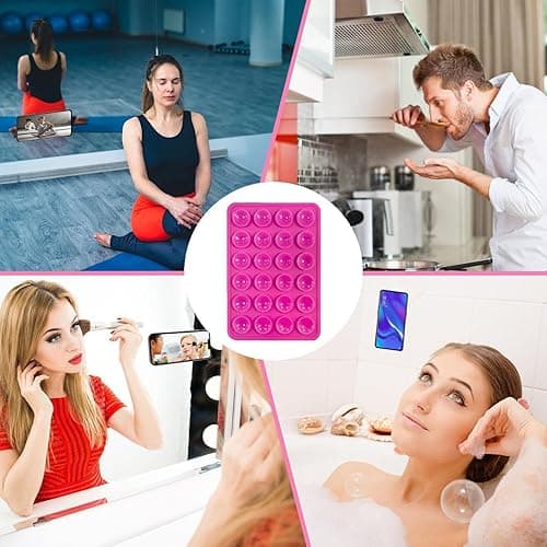 5 Pcs Sticky Phone Grip, Silicon Suction Phone Case Mount, Durable Phone Holder As Suction Cup Phone Mount, Hands Free Phone Sticky Grip for Selfies & Tiktok, Shower Mirror Grip (3 Thick, 2 Thin) thumbnail 5