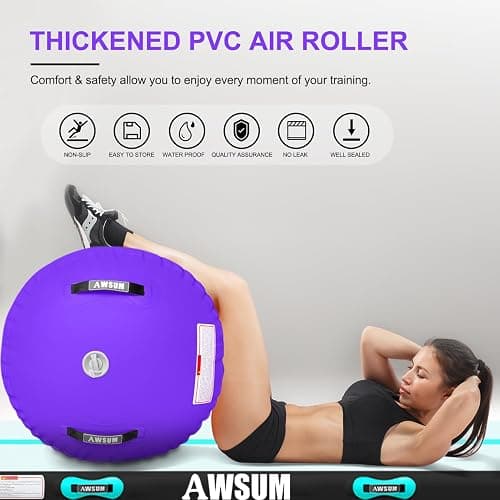 AWSUM 1 PCS Gymnastics Barrel Air Roller Inflatable Tumbling Mat Back Handspring Trainer for Octagon Mat Gym Gymnastics Equipment，No Electric Pump thumbnail 2