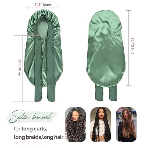 YANIBEST Long Bonnet Satin Bonnet for Sleeping Braid Bonnet with Tie Band Silk Sleep Bonnet for Women Locs thumbnail 2