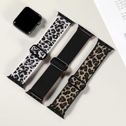 DaQin 3 Pack Stretchy Solo Loop Compatible with Apple Watch Bands for Women 42mm 41mm 40mm 38mm, Soft Nylon Braided Elastic Strap for iWatch Band Series 11 10 9 8 7 6 5 4 3 SE Ultra 3 Ultra 2 Ultra thumbnail 2