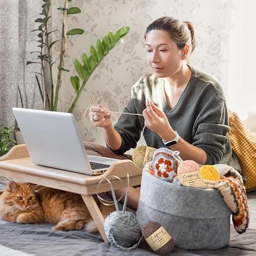 Coopay Wolle zum Häkeln, 225g (5x45g) Weiches Häkelgarn, 5 Faiding Wolle zum Stricken, Babywolle zum Häkeln für Anfänger, Super Weich Häkelgarn Babywolle für Häkel- und Strickprojekt - Khaki Weiß thumbnail 2