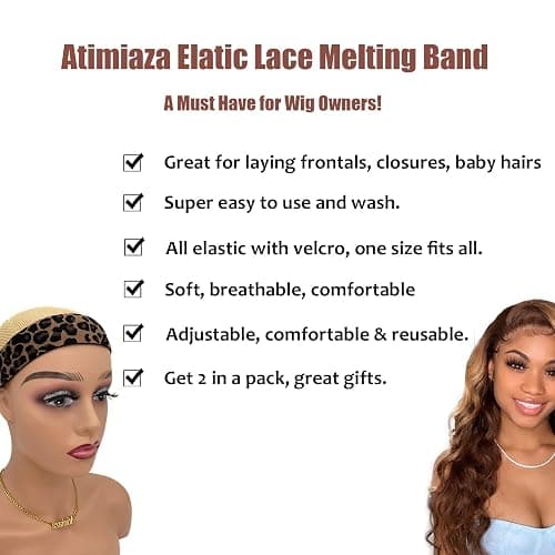 Atimiaza 3 Pcs Elastic Bands for Wigs - Lace Melting, Edge Wrap to Lay Edges (Silver, Leopard, Black Pack) thumbnail 2