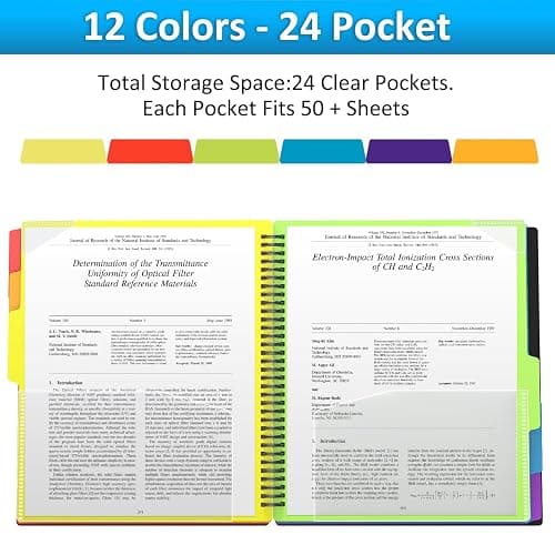 12 Pocket Plastic folders with Pockets, 6 Colors Multi Pocket with Dividers | Folder Binder with Dividers, office Organizer Folder, Letter Size, School Supplies thumbnail 7