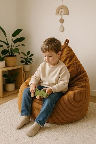 chilly pilley Sitzsack aus Cord mit EPS-Füllung - Sitzkissen - Bequem Bean Bag (Dunkelblau, 65x85) thumbnail 3
