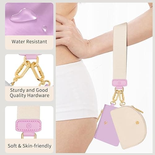 Hovmwey Keychain Wallet, Detachable Dual Pouch Wristlet Wallets for Women Men, Portable Mini Zip Around Small Wallet Coin Purse thumbnail 3