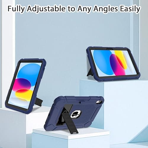 BMOUO for iPad A16 11th/10th Generation Case(11"/10.9" 2025/2022),Navy Blue | iPad 11th 10th Gen Case with Kickstand & Pencil Holder, Heavy Duty Shockproof Protective iPad A16 Case thumbnail 6