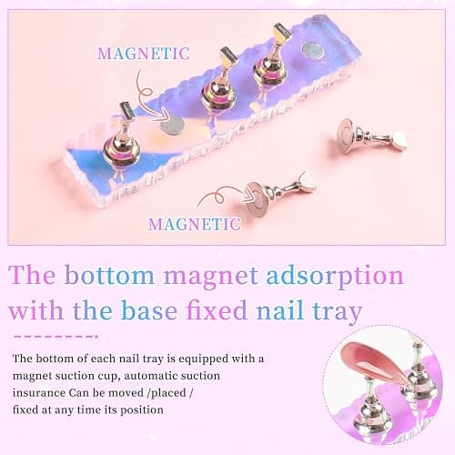 ANGNYA Nail Stands for Press Ons Fake Nail Holder for Painting Nails Art | 2 Sets, 96Pcs Sticky Tapes, Iridescent Color, Strong Magnetic, Sturdy and Easy to Use, Good for Nail Display and Practice thumbnail 9
