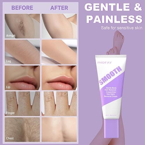 PHOFAY Hair Removal Cream for Men and Women Sensitive Skin– Fast-Acting Gentle Depilatory Dermatologist-Recommended with Aloe & Hyaluronic Acid Travel Size(3.5 Ounce (Pack of 1)) thumbnail 3