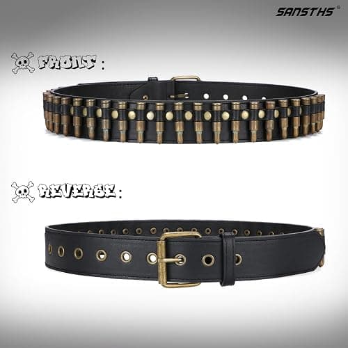 SANSTHS Rivet Belts for Women Men Black Studded Gothic Belt Punk Belt with Metel Buckle for Jeans Hip Hop thumbnail 5