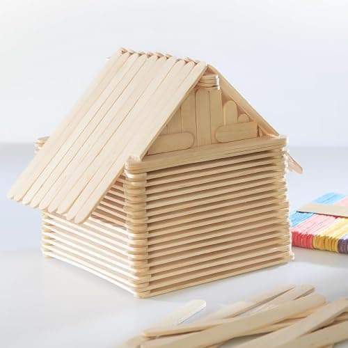 XDLOIFN 50 Stück Eisstiele Holz, Holzstäbchen zum Basteln, DIY Handwerk Eisstiele zum Basteln fur Kinder - 114 mm x 9 mm x 2 mm thumbnail 7