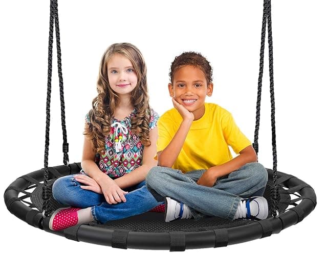Sorbus Saucer Tree Swing -Kids Outdoor Disc Round Swing - 40" Heavy Duty 220lbs Seat- Easy Install Flying Saucer Web CircleSwing- Perfect for Gift,Playground, Birthday, Xmas, Indoor Outdoor TireSwing - Image 1