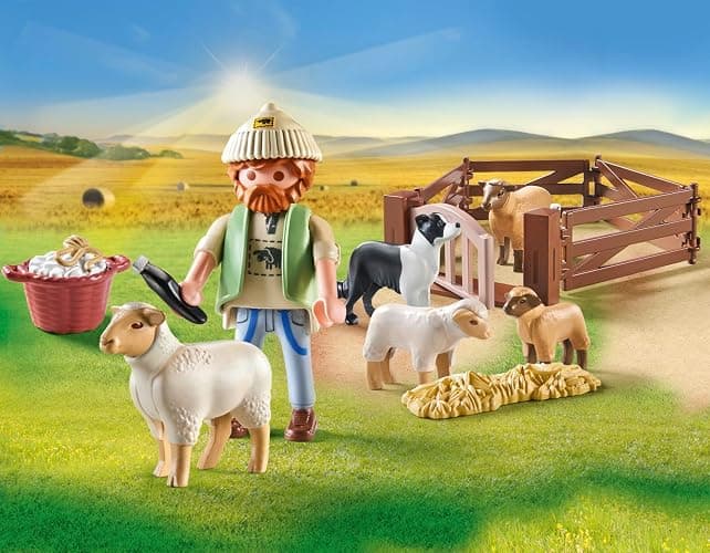 PLAYMOBIL Country 71444 Junger Schäfer mit Schafen, Hüten und Pflegen der Schafe mithilfe des Bordercollies, mit Zubehör wie Haartrimmer und Strohballen, nachhaltiges Spielzeug für Kinder ab 4 Jahren thumbnail 2
