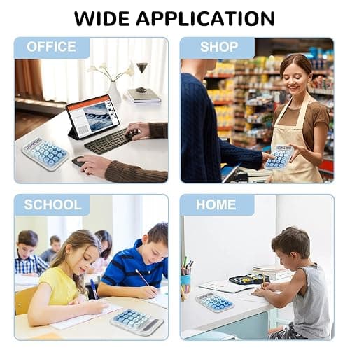 HUTUDD Cute Calculator, Mechanical Switch Calculator, Calculators Desktop 10 Digits, Desk Calculators with Big Buttons and LCD Display, Battery Power, Ideal for School Home Office Basic(Blue) thumbnail 7