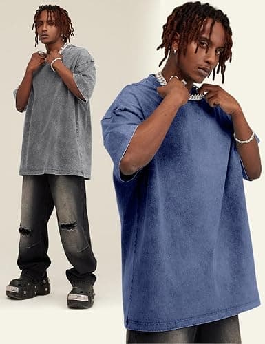 Arssm 3 Pack Men Oversized T Shirts Vintage Tee Loose Fit Short Sleeve Casual Streetwear Baggy Washed Unisex Tops thumbnail 5