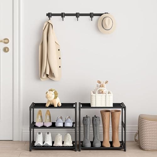 Autonomier 3 Tier Extra Small Shoe Rack (16.3" Wide), Narrow Stackable Shoe Shelf for Kids Toddler Adult, Ultra-Lightweight Shoe Rack Stand for Closet Dorm Bedroom Storage Organizer, Entryway thumbnail 2