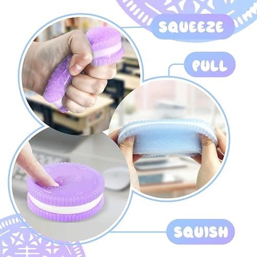 Gytera Sticky Cookie Squishies Fidget Toys Adults, Squeeze Toys for Autism, Stress Balls for Adults Fidgets Birthday Gifts(2 Pack Green Purple) thumbnail 3