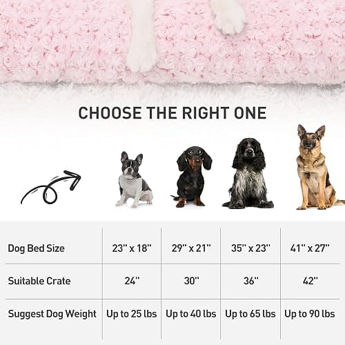 KSIIA Washable Dog Bed Deluxe Plush Dog Crate Beds Comfy Kennel Pad Anti-Slip Pet Sleeping Mat for Large, Jumbo, Medium, Small Dogs Breeds, 35" x 23", Pink thumbnail 6