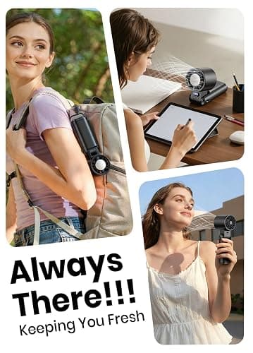 Deyhoc Portable Handheld Turbo Fan, 1-199 Speed Adjustable, Black | 4 IN 1 Pocket Design with LED Display, High-Power Motor, Rechargeable Battery, Mini Fans for Indoor/Outdoor/Travel/Work thumbnail 5