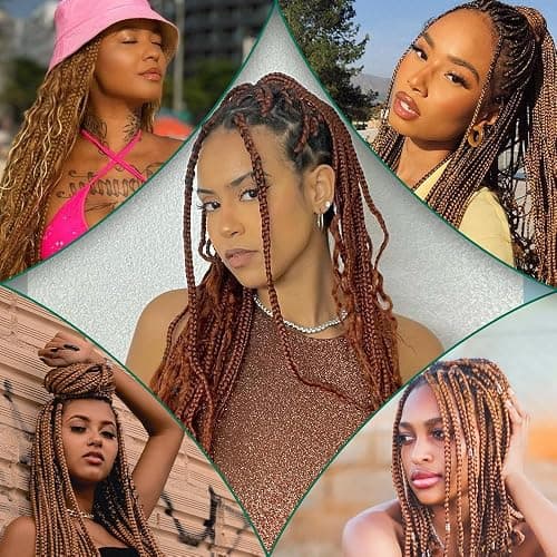 Brown Braiding Hair 26 Inch Pre stretched Braiding Hair Extensions Yaki Braids Hair Hot Water Setting Synthetic Hair Colored Braiding Hair Pre stretched Crochet Hair(26Inch,3 Packs,30#) thumbnail 5