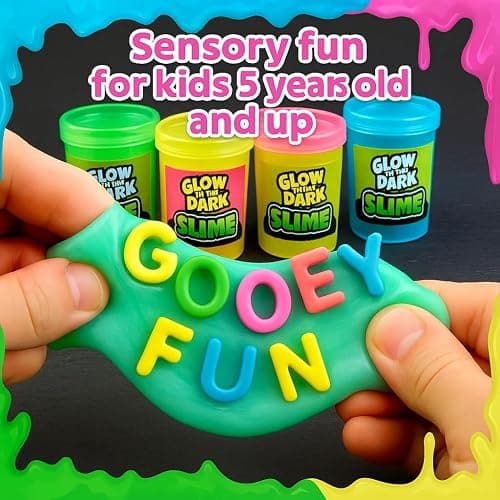 Playbees Glow in The Dark Slime – 6 Pack Neon Party Favors for Kids, Sensory Toy for Boys & Girls Ages 5+, Non-Toxic, Stretchy, Gooey Fun – Birthday, Halloween, Classroom & Treat Bags thumbnail 4