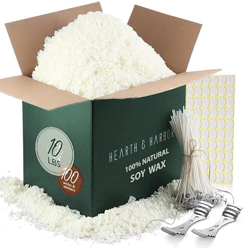 Hearth & Harbor Organic Soy Candle Wax for Candle Making, 10 lbs Natural Candles Making Supplies, Beeswax-Free, Paraffin-Free, Pure Soy Wax Flakes Perfect for Candles, Tealights and Melts thumbnail 9