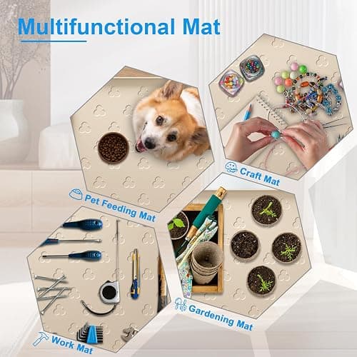 Under Sink Mat- 34" x 22" Waterproof Kitchen Cabinet Mat - Flexible Silicone Under Sink Liner - Kitchen Bathroom Cabinet Mat and Protector for Drips Leaks Spills (Beige) thumbnail 7