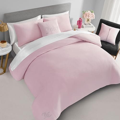 Juicy Couture Marshmallow Pink Velour Twin/Twin XL Comforter Set with Decorative Pillows - 4 Piece Luxury Bedding Ensemble thumbnail 3