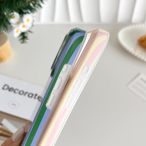 Yeddabox for iPhone 17 Pro Case Cute Striped Phone Case Soft TPU Slim Shockproof Phone Cover for Women Girls, Pink and Yellow thumbnail 4