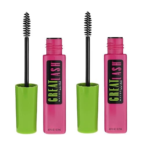 Maybelline Great Lash Washable Mascara Makeup, Volumizing Lash-Doubling Formula That Conditions As It Thickens, Very Black, 2 Count - Image 1
