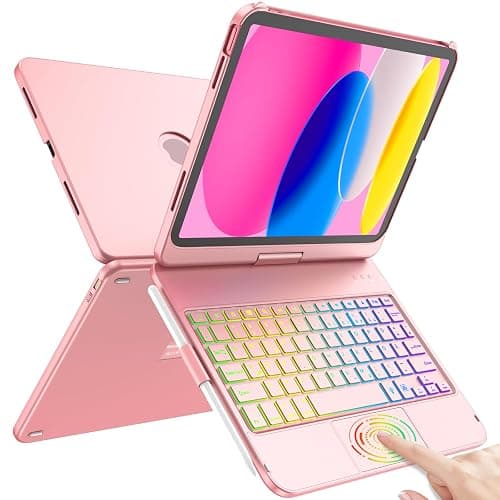 TQQ Hülle mit Tastatur für iPad A16 11 Generation 2025/10 Generation 2022(11/10.9 Zoll), mit Präzisions-Trackpad, Notebook-ähnlicher Tastatur mit 7-Farbige Hintergrundbeleuchtung, 360° Drehbar - Image 1