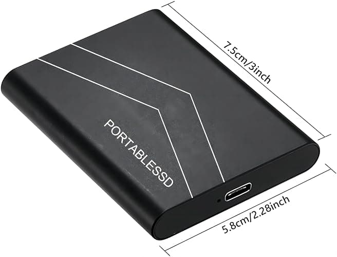 Piocspw Disque Dur Externe 2To, 2.5 Pouces, Portable étanche et Anti-Choc pour PC, Mac, TV, MacBook, Ordinateur Portable, Bureau, Windows,Noir thumbnail 2