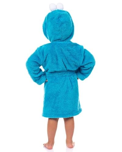 INTIMO Sesame Street Robe Toddler Cookie Monster Faux Fur Plush Hooded Bathrobe thumbnail 2