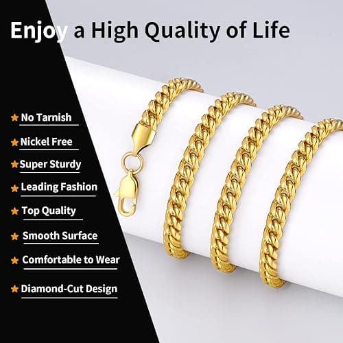 Momlovu 18K Gold Plated Chain Silver Tone Chain for Men  thumbnail 4
