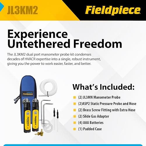 Fieldpiece - Job Link System Dual Port Manometer Probe Kit - JL3KM2 - Long Range Wireless All-in-One Static, Gas and Draft Pressure Gauge - HVAC Tools thumbnail 5