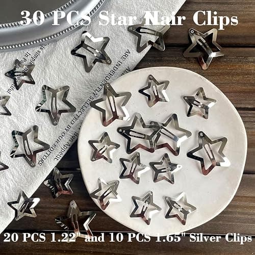 30 PCS Star Hair Clips,20PCS 1.22"Clip and 10 PCS 1.65"Clips Snap Star Hair Accessories Non Slip Clips for Girls Women Y2K Accessories thumbnail 3