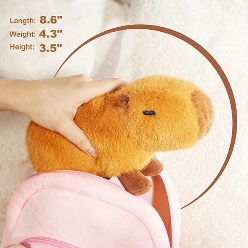 OUOZZZ Capybara Plush Stuffed Animal - Mini Baby Capy Toy - Soft & Realistic Water Pig, Nature’s Chillest Animal, Travel-Friendly & Portable Xmas Gift for Girls, Boys, Toddlers & Kids 9" Single thumbnail 6