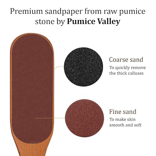 Pumice Stone Foot File - Wooden Pedicure Feet Scrubber with Handle for Callus, Dry, and Dead Skin Removal - Heel Scraper for Feet, Hands, and Body - Foot Filer for Use in Shower thumbnail 3