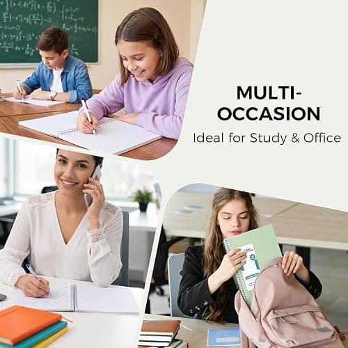 SKYDUE 8"x10.5" Spiral Notebook - College Ruled 100 Sheets, 1 Subject Notebook for School & Office, 3-Hole Punched Paper, Green thumbnail 6