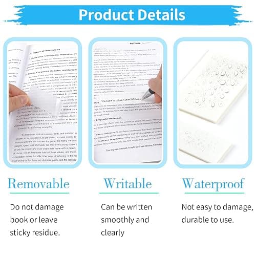 400 Blätter Transparente Haftnotizen, Transparent Sticky Notes, Wasserfest Clear Sticky Notes, Wiederbeschreibbar Durchsichtige Klebezettel für Schulsachen, Schule, Büro, Hause - Vier Größen thumbnail 5