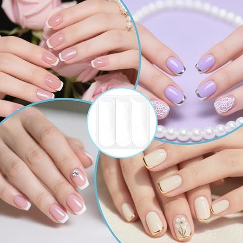 2304 pcs French Nail Stickers French Tip Nail Guides 48 Sheets Manicure Nailes Strips Self Adhesive Nails Sticker Tips for Edge Auxiliary White Half Moon Shaped Nails DIY Stencil Tool Decals thumbnail 6