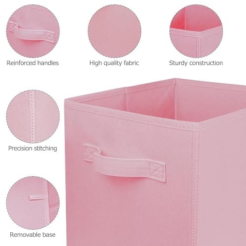 Zuihug 2 Pcs Storage Cubes, 10.5 Inch Collapsible Storage Bins, Fabric Foldable Bins for Organization, Durable Storage Bins for Closet, Shelves, Offices (Pink) thumbnail 6