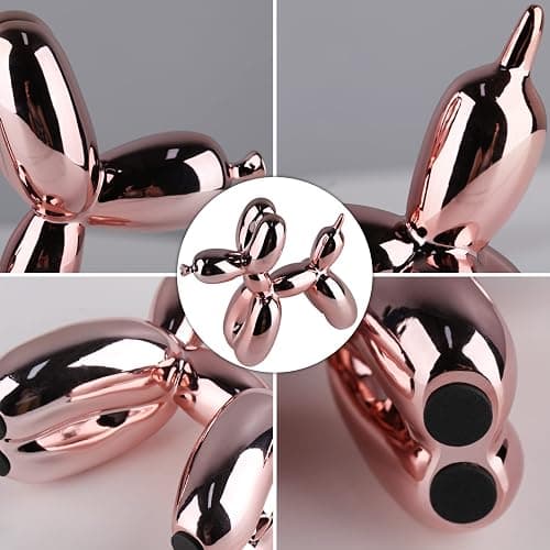 XIAOMAGG Pink Balloon Dog Decor - Animal, Shelf & Modern Desk Statue - Office Gold Decorations thumbnail 6
