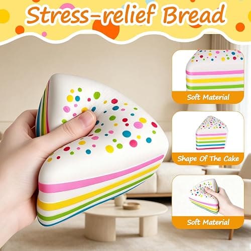 Cake Squishy, Jumbo Slow Rising Cake Squeeze Fidget Sensory Toy Giant Layer Cake Soft Relief Squishy for Adults Birthday Gift Party Favor (1pcs) thumbnail 4