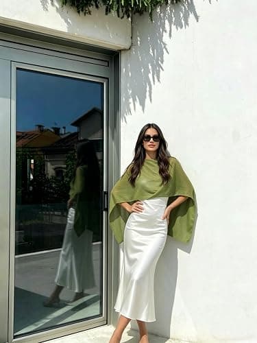 Women Sheer Poncho Top Lightweight Knit Crochet Shrug Bolero Mesh Batwing Sleeve Sweater Cover Up Beachwear thumbnail 3