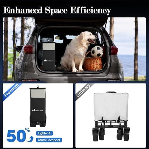 MOON LENCE Collapsible Foldable Wagon Cart, 220L Large Weight Capacity Folding Utility Wagon with All-Terrain Big Wheels, Utility Cart Wagon for Garden, Grocery, Shopping, Camping, Beach, Picnics thumbnail 5