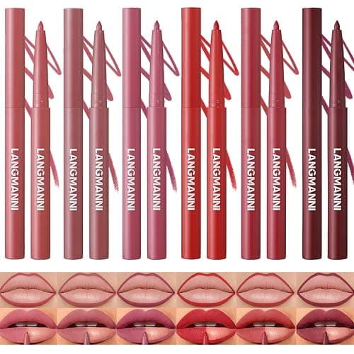 LANGMANNI 6Pcs Sculpting Matte Velvet Lip Liner Set,Smooth Creamy Texture,Waterproof And High Pigmented For Girls Daily Application Lip Makeup(7+8+9+10+11+12) - Image 1
