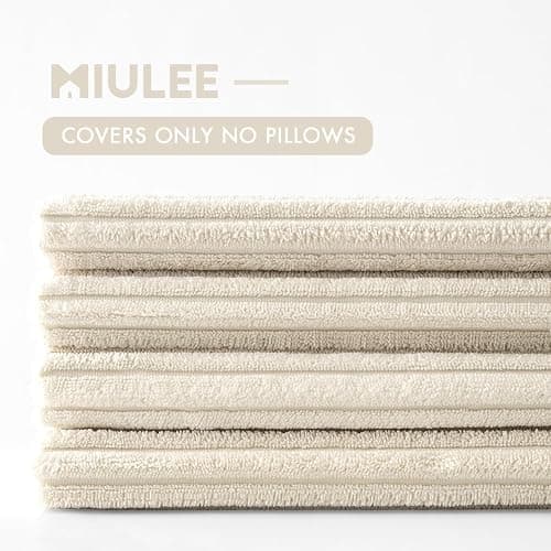 MIULEE Boho Farmhouse Throw Pillow Covers 18x18 Inch Set of 4 Mordern Nordic Cushion Covers Soft Corduroy Spring Home Decor for Couch Bed Sofa Living Room Cream White thumbnail 6